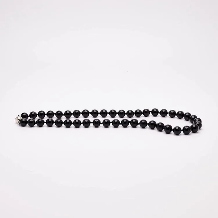 Women's Handmade Gemstone Beaded Necklace 10mm Black Agate