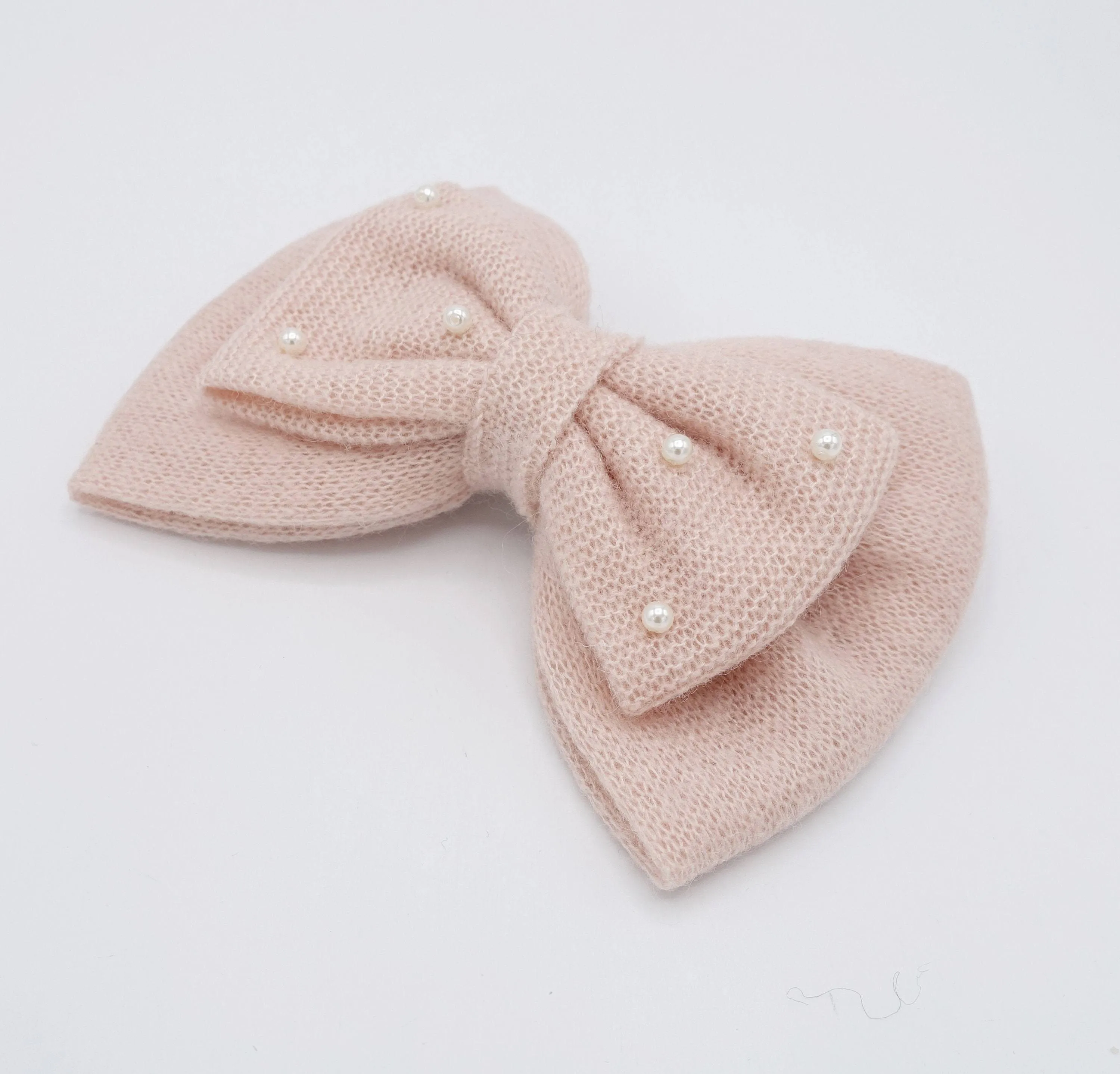 woolen hair bow large pearl hair bow for women