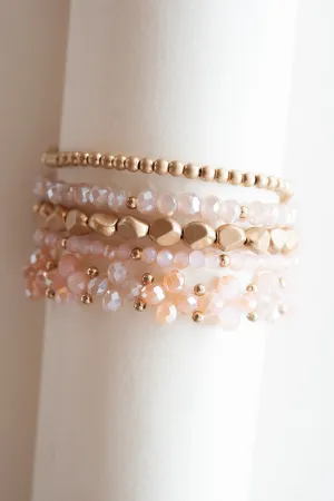 Zalena Beaded Bracelet Sets | Gold and Crystal Layering Bracelets | Crystal Beaded Floral Clusters