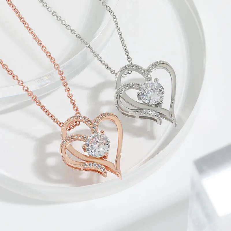 Zircon Double Heart shaped Necklace