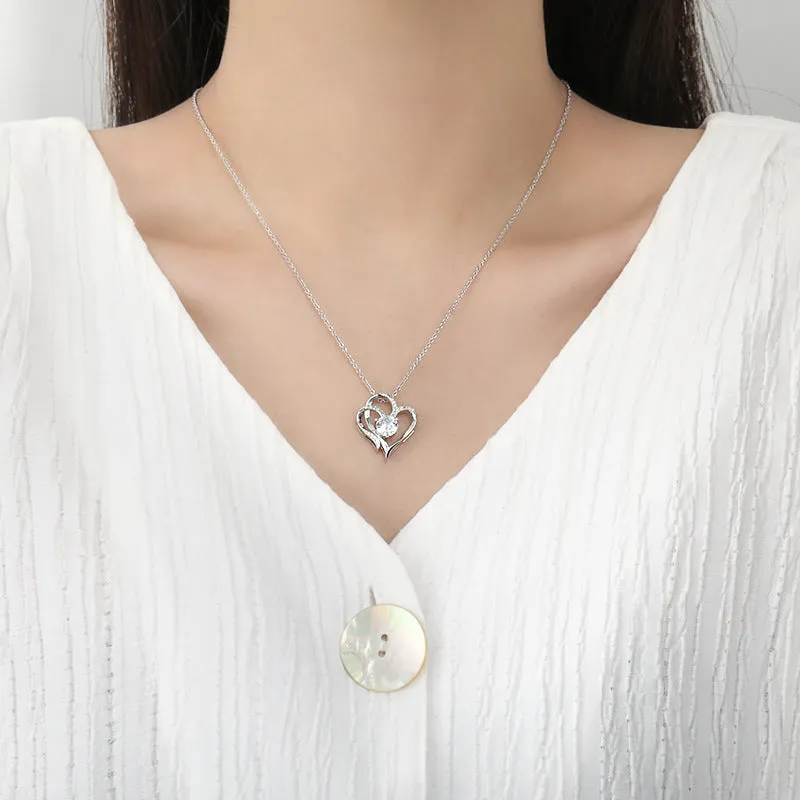 Zircon Double Heart shaped Necklace