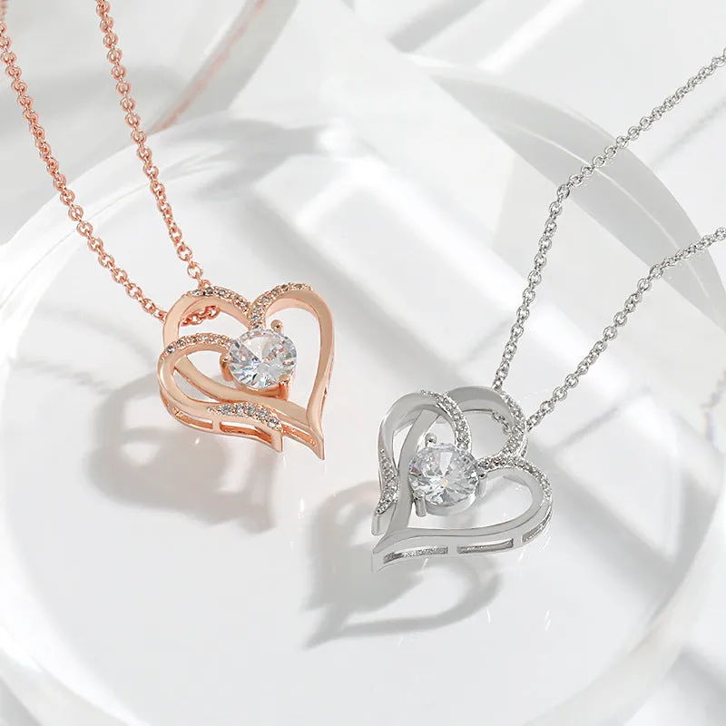 Zircon Double Heart shaped Necklace