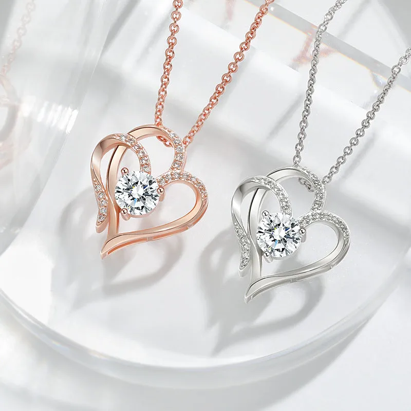 Zircon Double Heart shaped Necklace