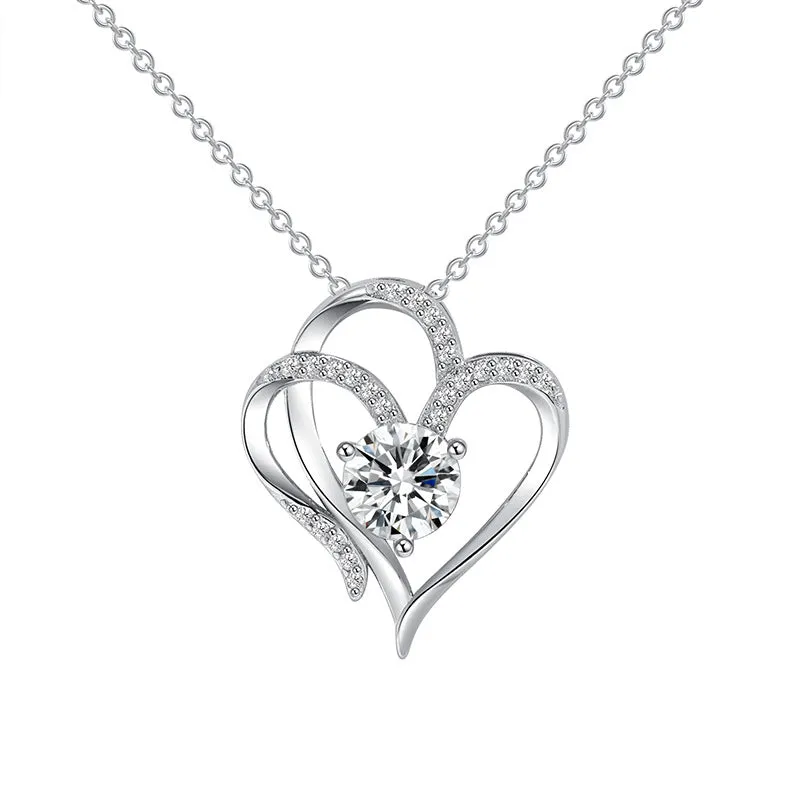 Zircon Double Heart shaped Necklace