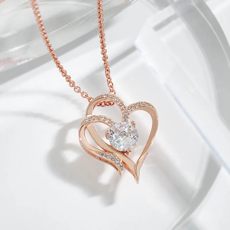 Zircon Double Heart shaped Necklace